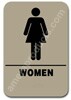 Restroom Sign  Womens Taupe 2303 restroom sign women, women restroom sign, ADA women restroom sign 