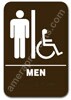 Restroom Sign Handicap Mens Brown 3802 restroom sign men handicap, handicap mens restroom sign, ADA mens restroom sign handicap