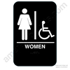 California Approved Women Handicap ADA Restroom Sign - Black