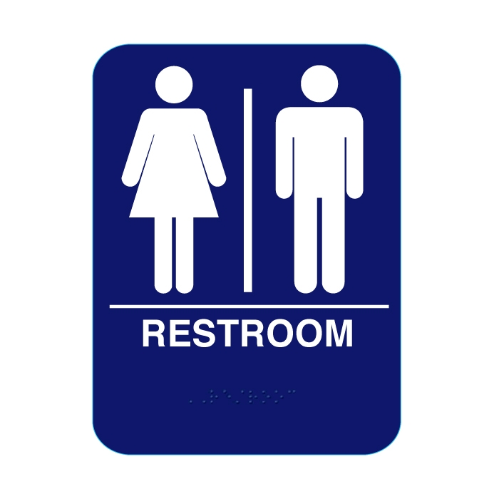 Unisex Restroom Sign With Braille Blue RS68 CR RS68