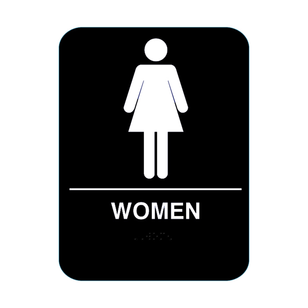 Women Restroom Sign With Braille Black CRW68BL