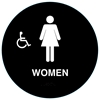 Raised Handicap Women California Title 24 ADA Restroom Sign - Black