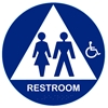 California Approved Raised Handicap Unisex Title 24 ADA Restroom Sign - Blue