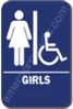 Restroom Girls Handicap Sign Blue 1514 Girls Handicap Sign  ADA sign 6" x 9" with braille white on blue.