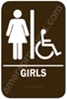 Restroom Sign Handicap Girls Brown 3814 restroom sign Girls handicap, womens handicap restroom sign, ADA women restroom sign handicap