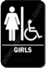 Restroom Sign Girls Handicap Black 5314