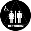 12" Circular Unisex Restroom Sign Handicap Black 5326 ADA Unisex handicap restroom sign
