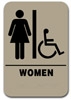 Restroom Sign Handicap Womens Taupe 2304 restroom sign handicap womens , womens restroom handicap sign, ADA womens restroom sign handicap 