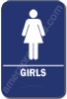 Restroom Girls Sign Blue 1516 Girls Restroom Sign  ADA sign 6" x 9" with braille white on blue.