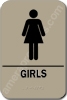 Restroom Sign Girls Taupe 2316 Girls restroom sign, restroom sign, ADA restroom sign