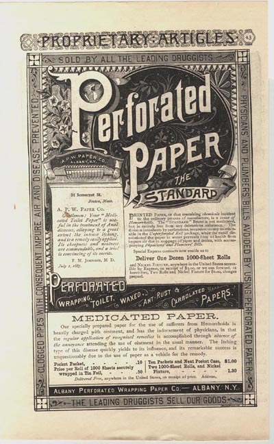 An Ad from Albany Perforated Wrapping Paper Company 