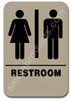 Restroom Sign  Unisex Taupe 2305 restroom sign unisex , unisex restroom sign, ADA unisex restroom sign 