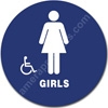 California Title 24 Restroom Sign Girls Handicap Blue 1530 California Title 24 restroom sign girls handicap, womens restroom sign, California Title 24 ADA girls handicap restroom sign