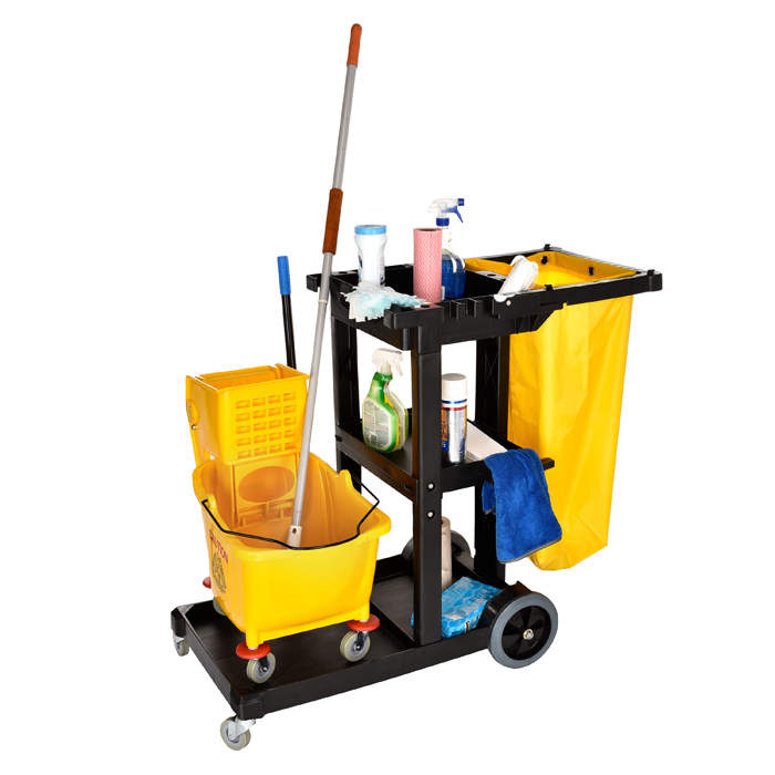 Alpine 463 Janitorial Cleaning Cart with 3 Shelves #AI-463