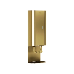 Bradley 6B1-110 Elvari Brushed Brass Surface Mounted Manual Soap Dispenser with Drip Tray - Liquid and Foam Soap Option 