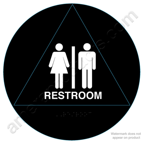 Unisex Restroom Sign With Braille