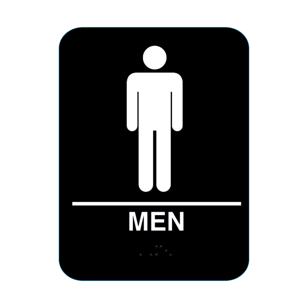 Men Restroom Sign with Braille Black CRM68BL