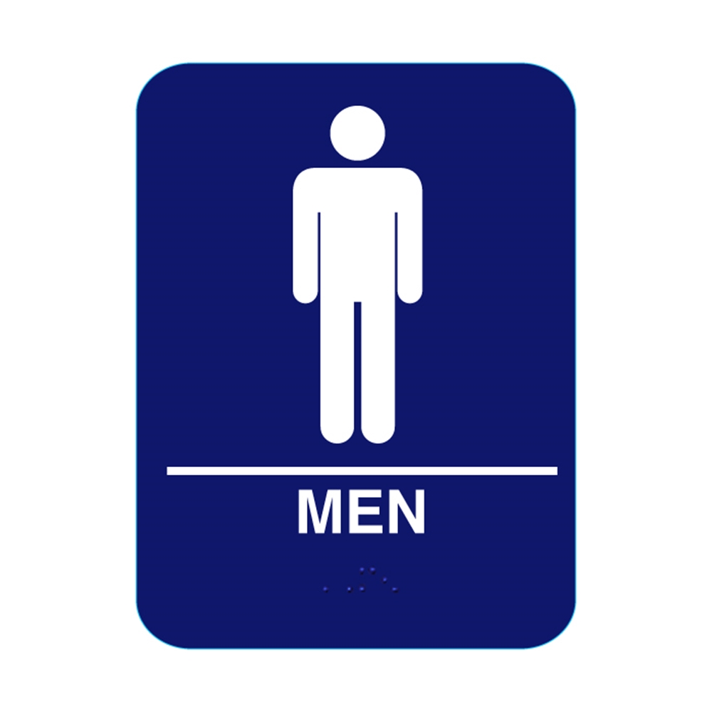 Men Restroom Sign With Braille Blue Cr M68 