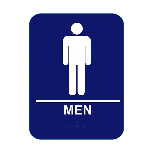 Men Restroom Sign with Braille - Blue #CR-M68