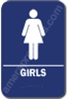 Restroom Girls Sign Blue 1516 Girls Restroom Sign  ADA sign 6" x 9" with braille white on blue.