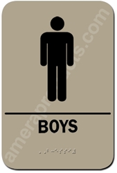 Restroom Sign Boys Taupe 2313 Boys restroom sign men, mens restroom sign, ADA mens restroom sign