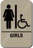 Restroom Sign Handicap Girls Taupe 2314 Handicap Girls restroom sign, restroom sign, ADA restroom sign