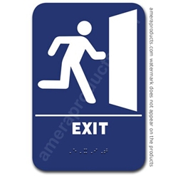 Exit w/ Image Sign Blue 1515