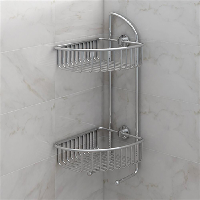 No Drilling Required DK210 Double Corner Shower Caddy With 2 Hooks #IP ...