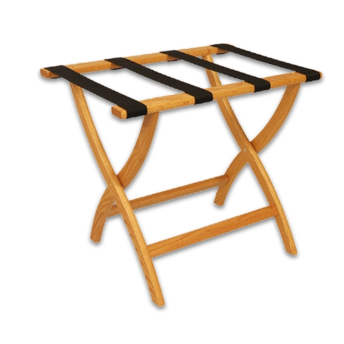 Luggage Rack Light Oak Black Strap