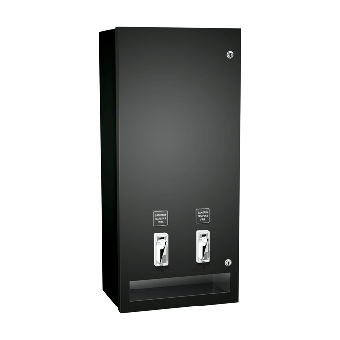 ASI&reg; 0864-41 Matte Black Stainless Steel Surface Mounted Sanitary Napkin / Tampon Vendor